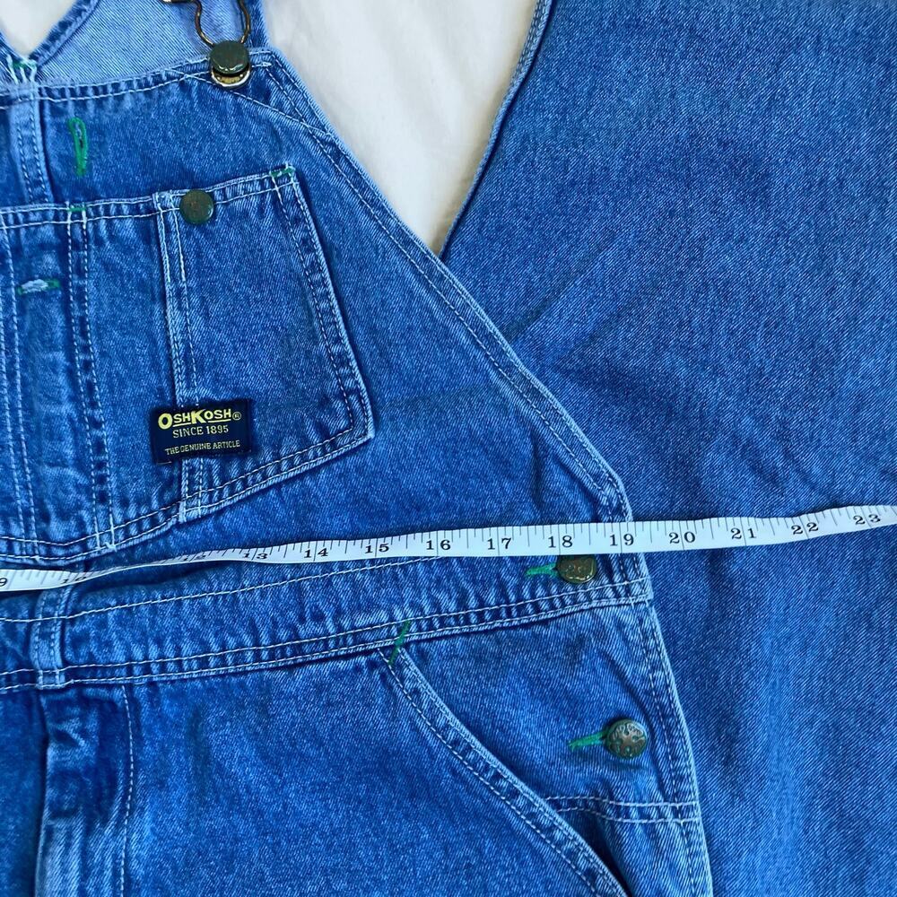 Oshkosh Mens Sz 38 Vintage Denim Carpenter Bib Overalls Vestback Med Wash - Picture 16 of 16